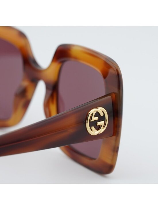 Gucci GG0896S 004 Women Sunglasses Havana Square Frame, Violet Lenses main image 10